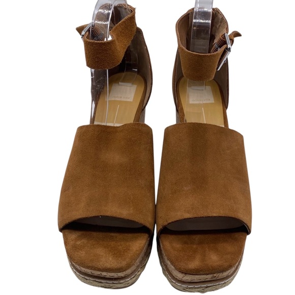 Dolce Vita Womens Shoes Otto Wedge Sandals 10 Brown Suede Leather Platform Chic - Picture 7 of 15
